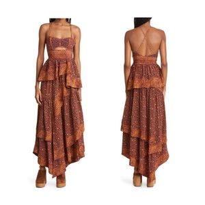 NWT Ulla Johnson Josana Cutout High-Low Silk Dress in Agate, Size 12